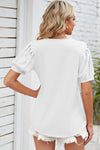 Notched Ruched Short Sleeve T-Shirt Women's T-Shirts - Tophatter Daily Deals