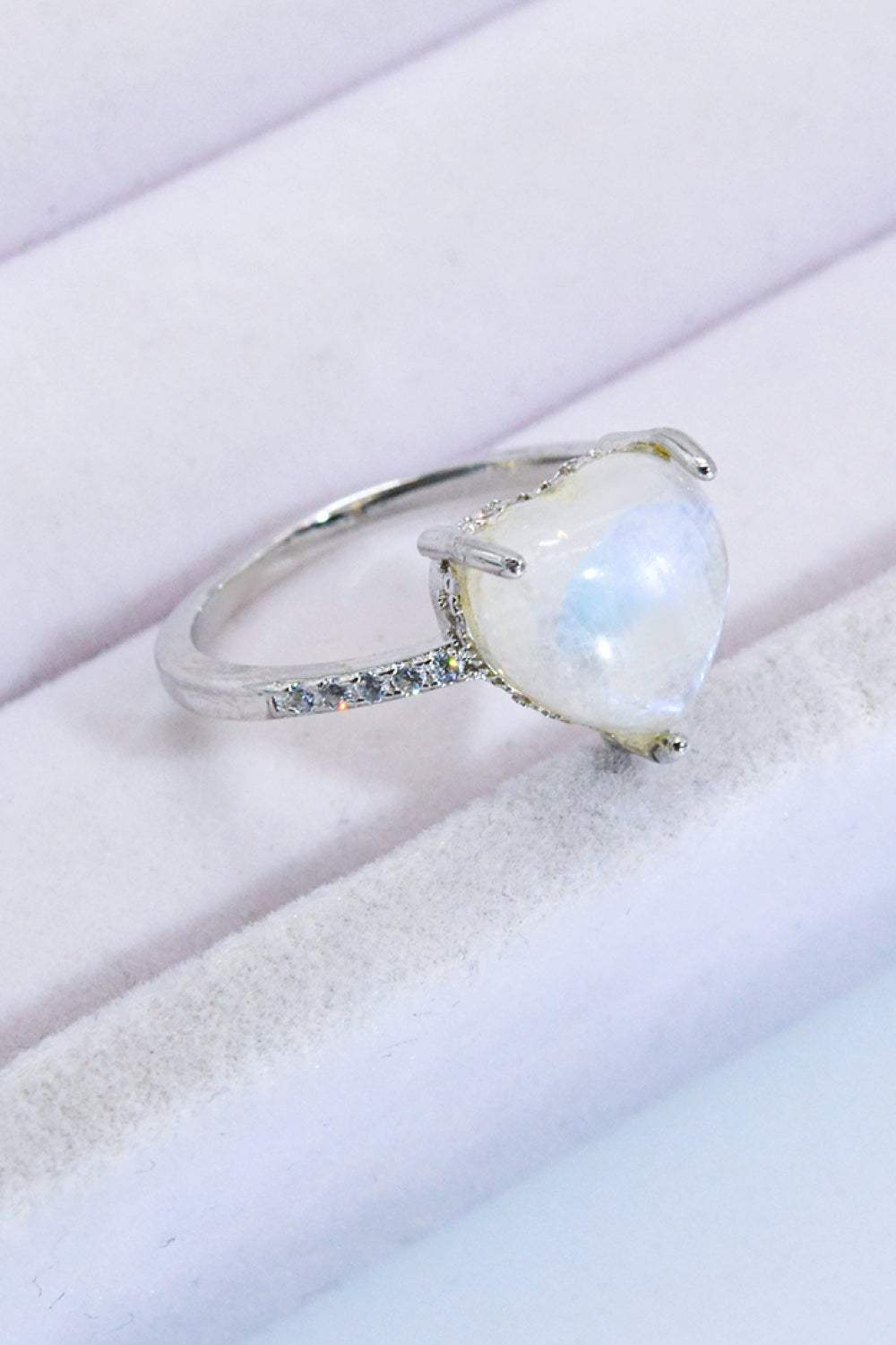 Heart-Shaped Natural Moonstone Ring Moonstone - Tophatter Daily Deals