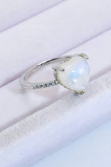 Heart-Shaped Natural Moonstone Ring Moonstone - Tophatter Daily Deals