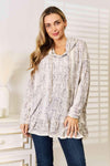 Jade By Jane Full Size Snakeskin Print Ruffle Hem Hoodie Blouses - Tophatter Daily Deals