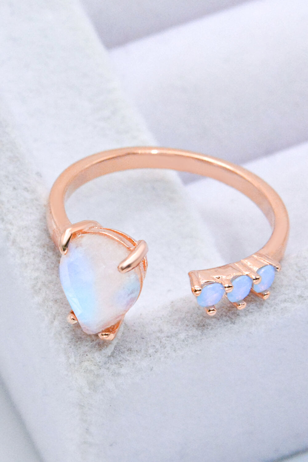 18K Rose Gold-Plated Moonstone Open Ring - Tophatter Deals