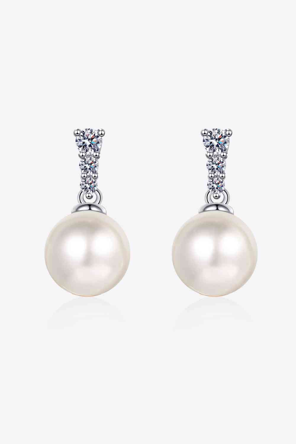 Moissanite Pearl Drop Earrings White One Size Moissanite - Tophatter Daily Deals