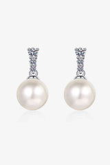 Moissanite Pearl Drop Earrings White One Size Moissanite - Tophatter Daily Deals