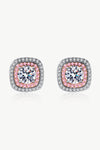 Geometric Moissanite Stud Earrings Silver Pink One Size Moissanite - Tophatter Daily Deals