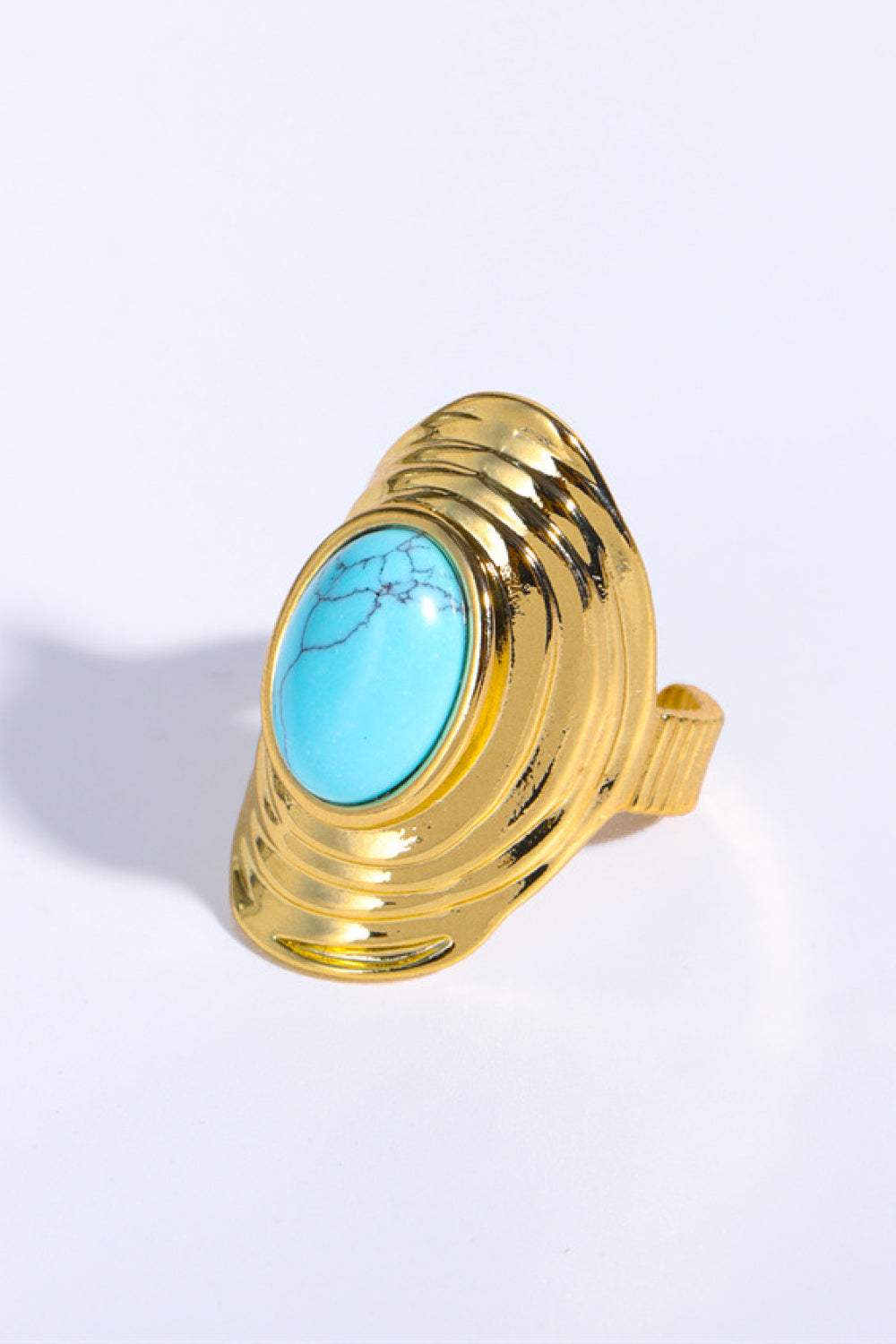 Natural Stone Copper Ring Pastel Blue One Size Rings - Tophatter Daily Deals