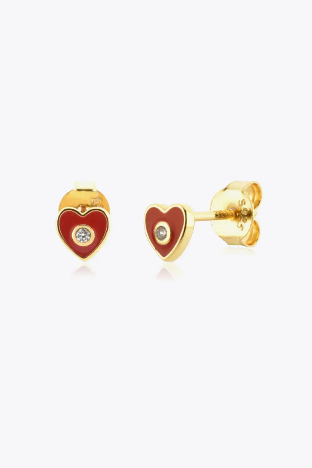 Zircon 925 Sterling Silver Heart Stud Earrings Earrings - Tophatter Daily Deals