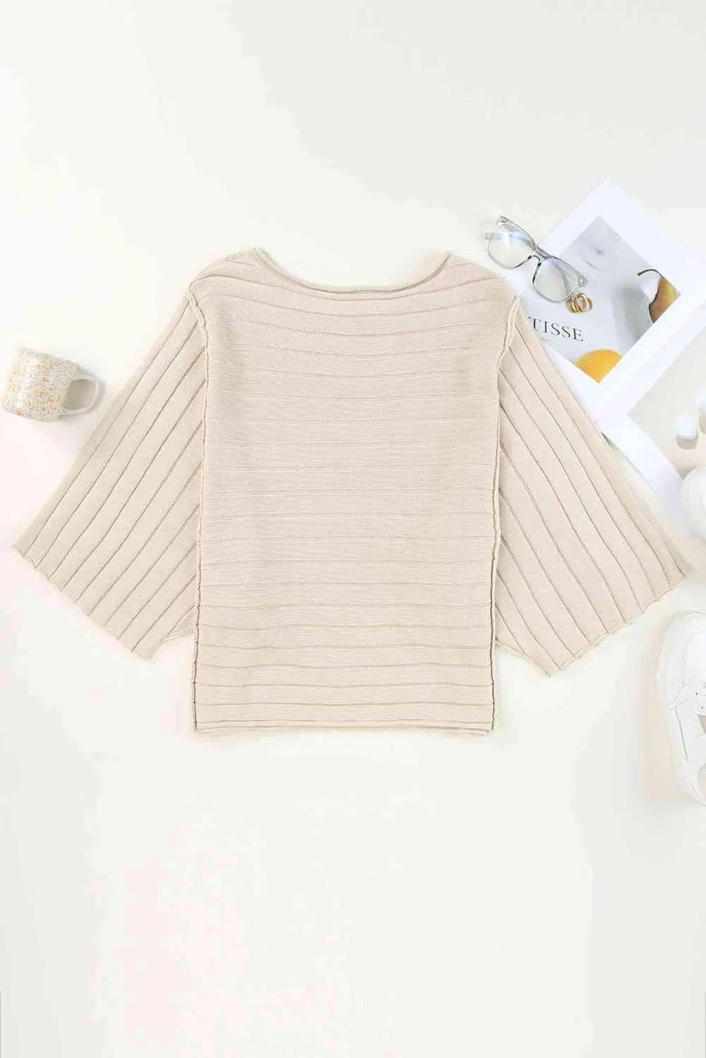 Round Neck Exposed Seams Pullover Top Blouses - Tophatter Daily Deals