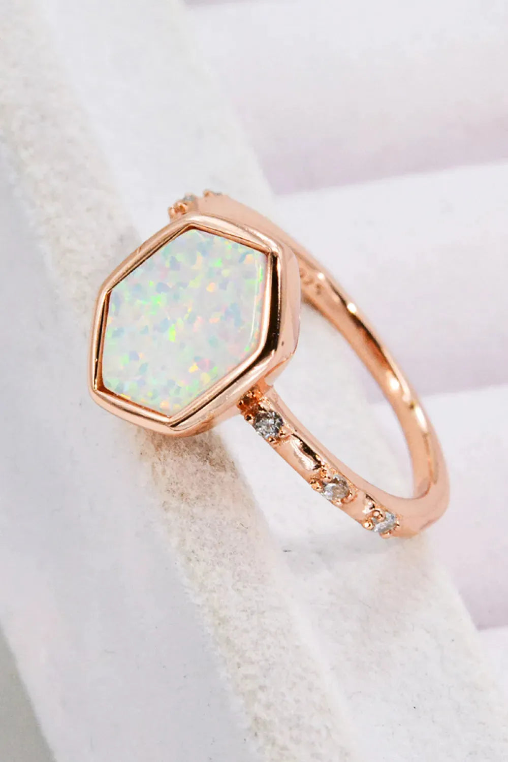 Opal Hexagon 925 Sterling Silver Ring Opal - Tophatter Daily Deals