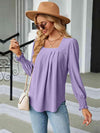 Square Neck Puff Sleeve Blouse Women's T-Shirts - Tophatter Daily Deals