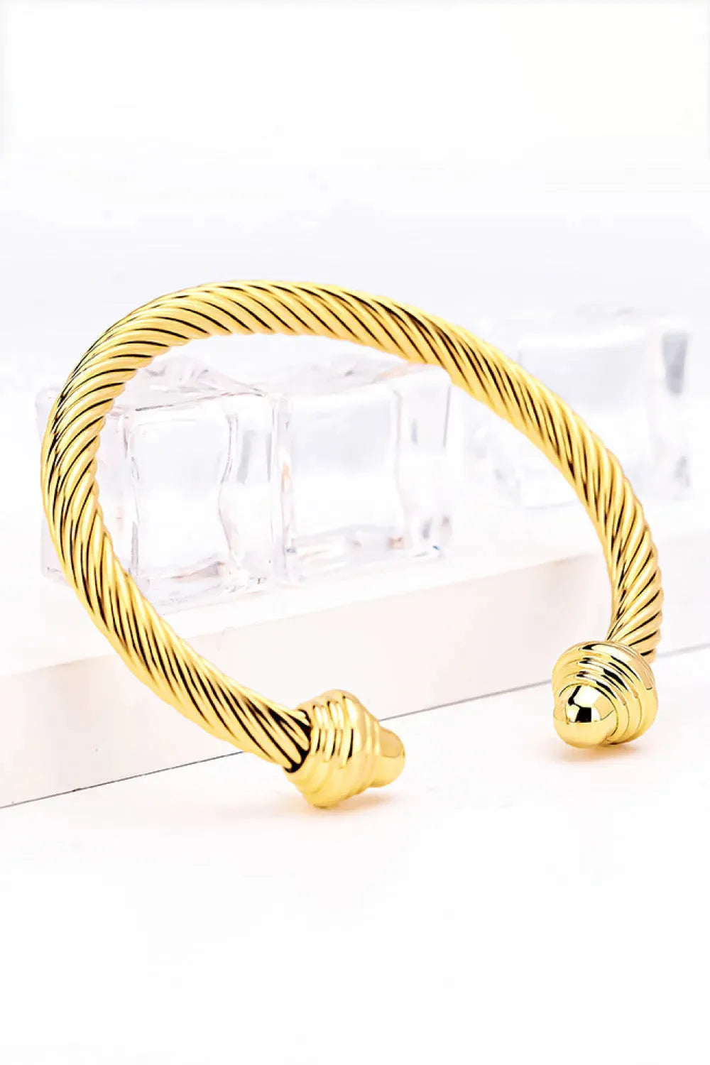 Stainless Steel Twisted Open Bracelet Gold One Size Bracelets - Tophatter Daily Deals