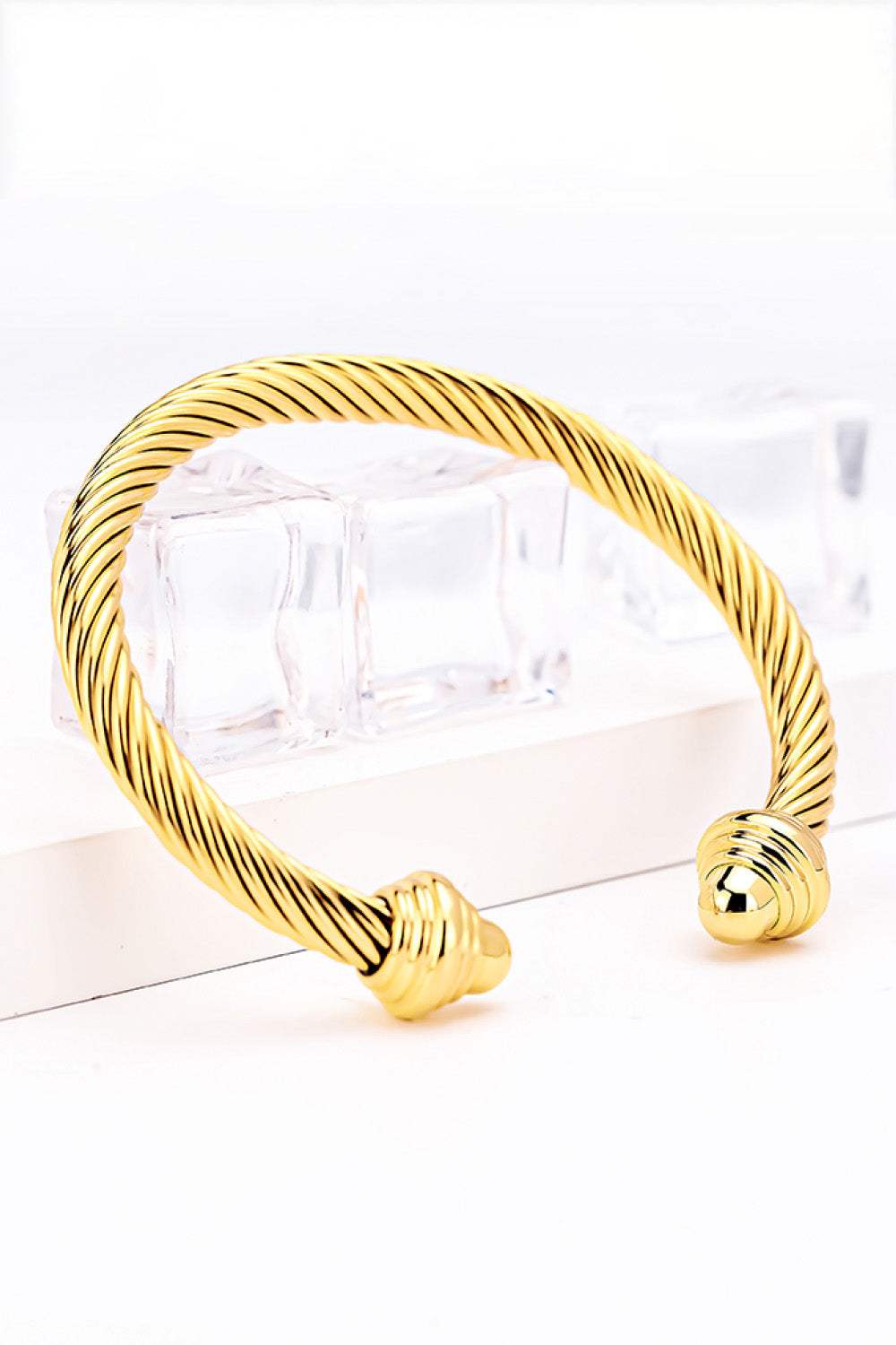 Stainless Steel Twisted Open Bracelet Bracelets - Tophatter Daily Deals