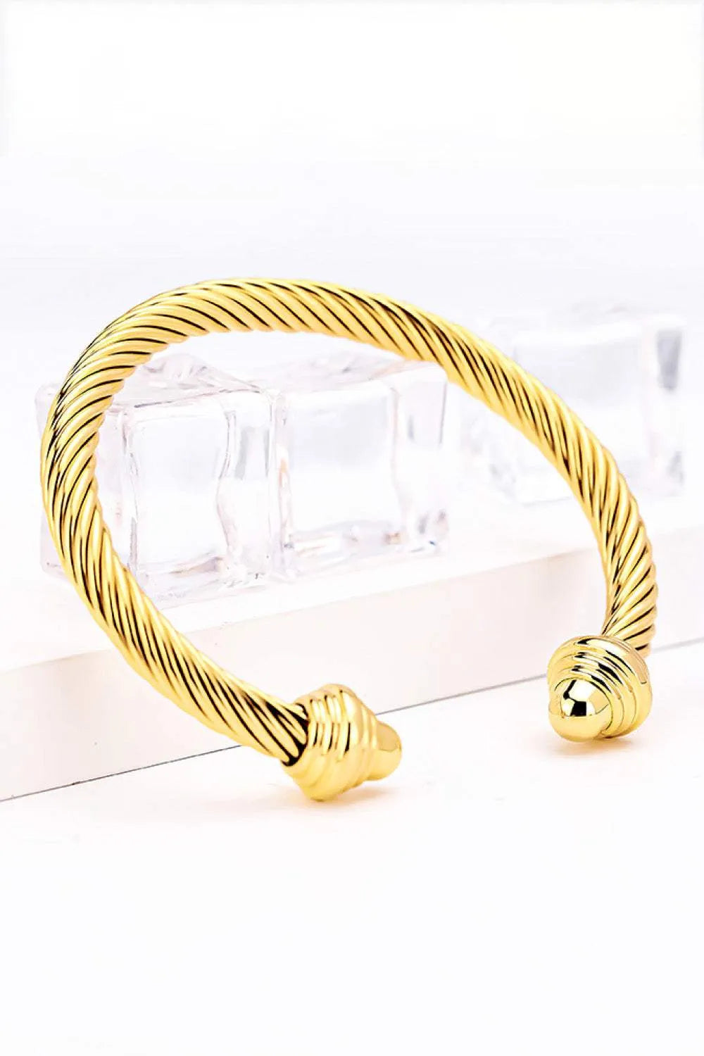 Stainless Steel Twisted Open Bracelet Bracelets - Tophatter Daily Deals