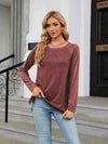 Round Neck Long Sleeve T-Shirt Women's T-Shirts - Tophatter Daily Deals