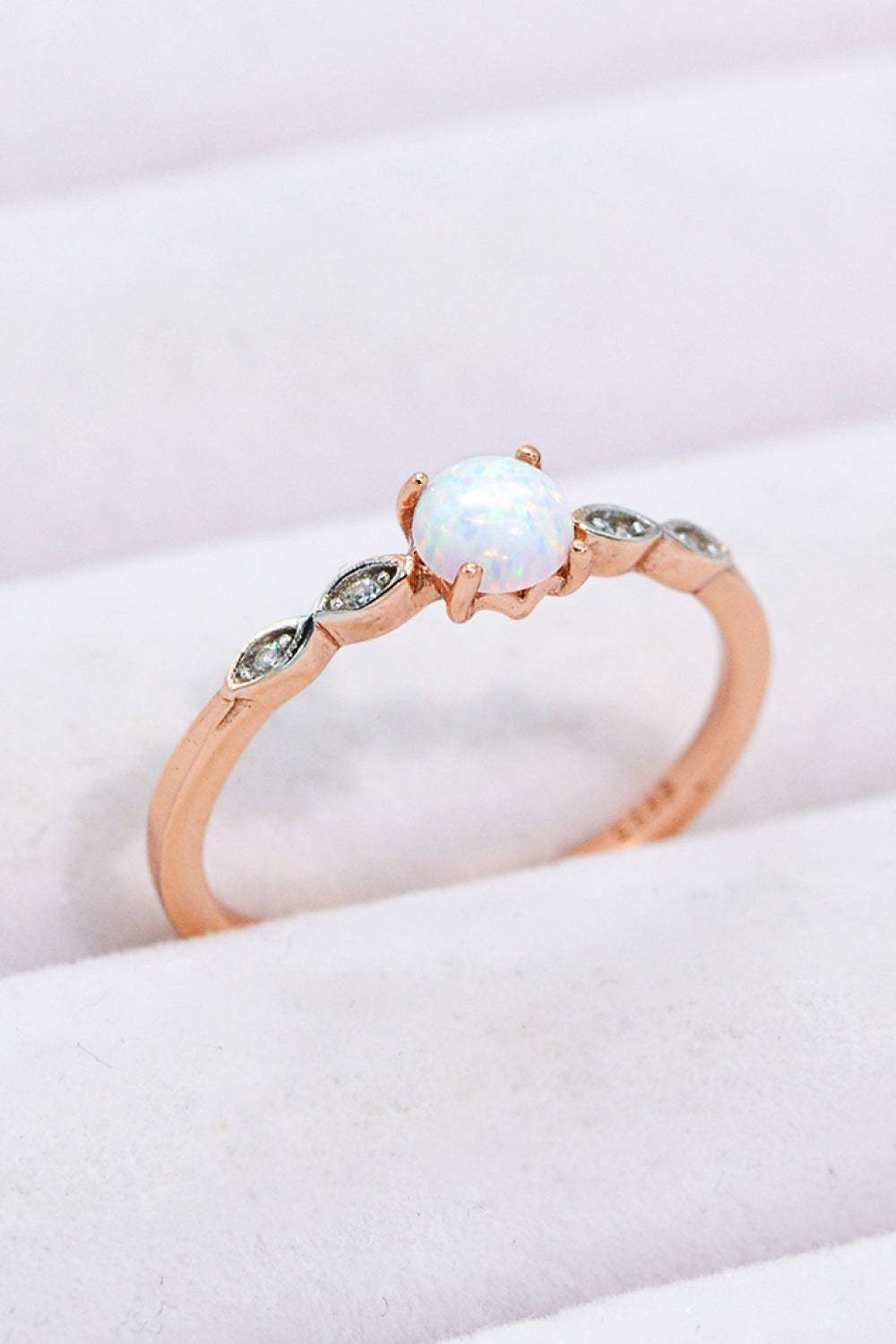 Opal Contrast Platinum-Plated Ring Rose Gold Opal - Tophatter Daily Deals