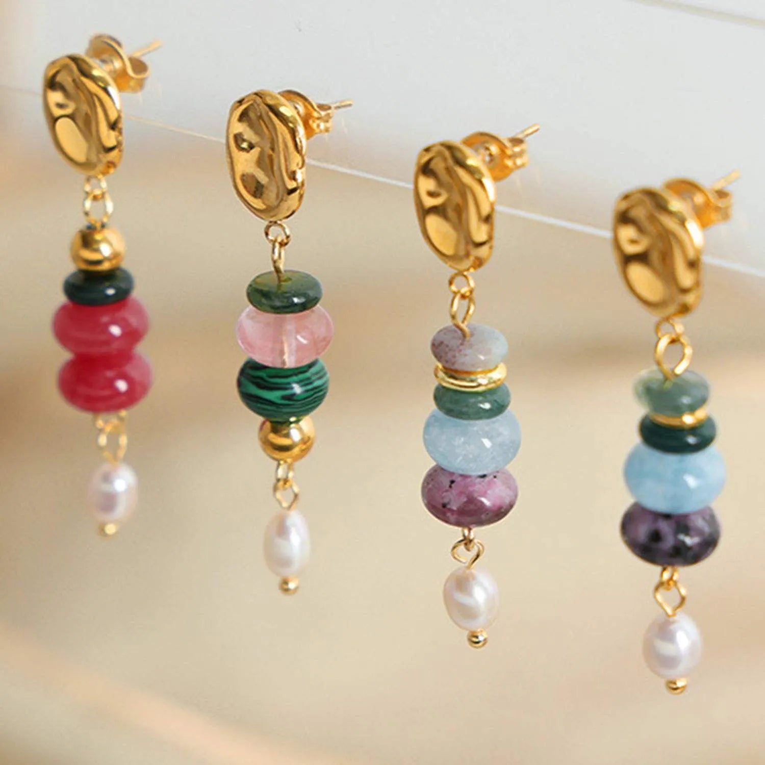 Natural Stone Freshwater Pearl Dangle Earrings Earrings - Tophatter Daily Deals