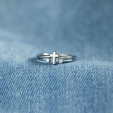925 Sterling Silver Cross Ring Silver One Size Rings - Tophatter Daily Deals