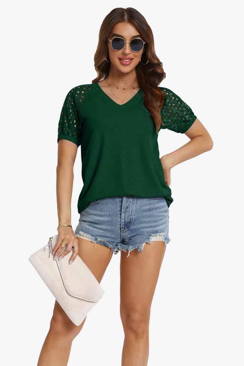 Short Sleeve V-Neck Tee Women's T-Shirts - Tophatter Daily Deals