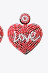 LOVE Beaded Heart Earrings Earrings - Tophatter Daily Deals