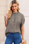 Leopard Print Mock Neck Blouse Blouses - Tophatter Daily Deals