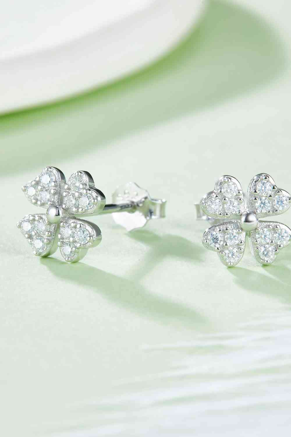 Adored Moissanite Four Leaf Clover Stud Earrings Moissanite - Tophatter Daily Deals