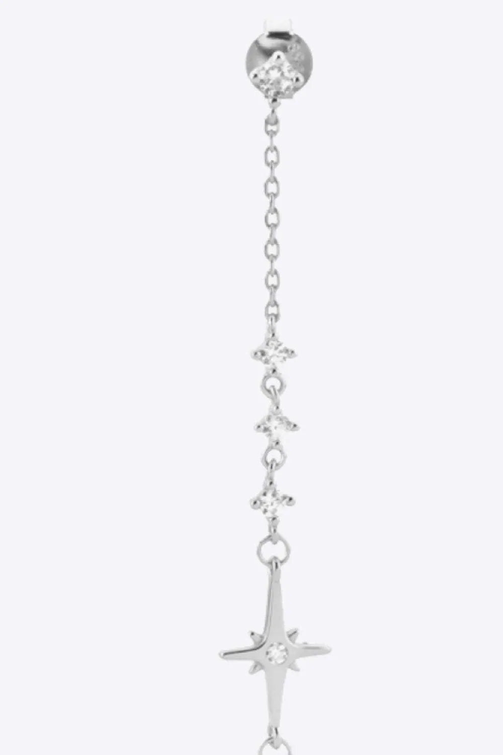 Inlaid Zircon 925 Sterling Silver Single Chain Earring Earrings - Tophatter Daily Deals