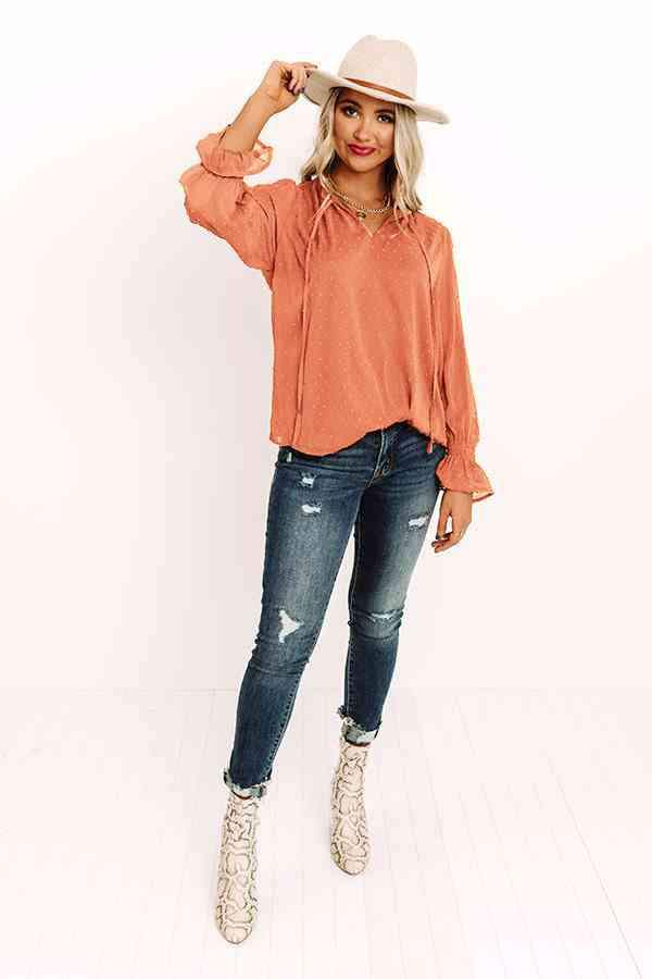 Swiss Dot Tie Neck Flounce Sleeve Blouse Blouses - Tophatter Daily Deals