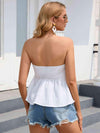 Drawstring Detail Strapless Peplum Top Blouses - Tophatter Daily Deals