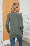 Notched Neck Long Sleeve T-Shirt Women's T-Shirts - Tophatter Daily Deals