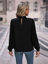 Round Neck Puff Sleeve Blouse - Tophatter Deals