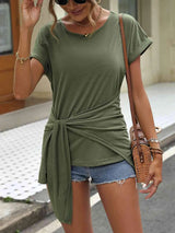 Round Neck Short Sleeve T-Shirt Women's T-Shirts - Tophatter Daily Deals