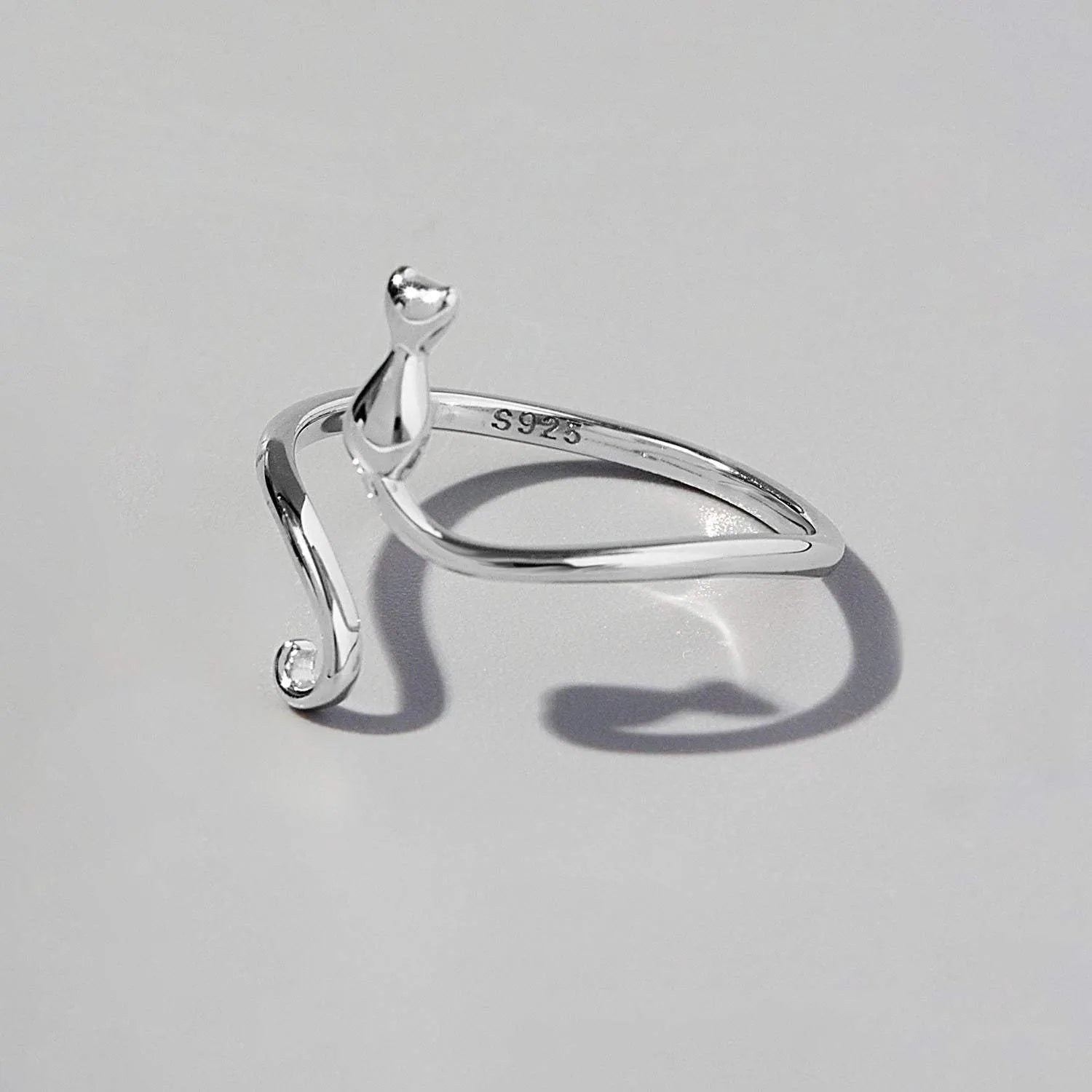 Cat Shape 925 Sterling Silver Ring Silver Rings - Tophatter Daily Deals