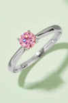 Moissanite Contrast 925 Sterling Silver Solitaire Ring Deep Rose Moissanite - Tophatter Daily Deals