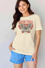 Simply Love Full Size BORN FREE 1976 WORLD TOUR Graphic Cotton T-Shirt Women's T-Shirts - Tophatter Daily Deals