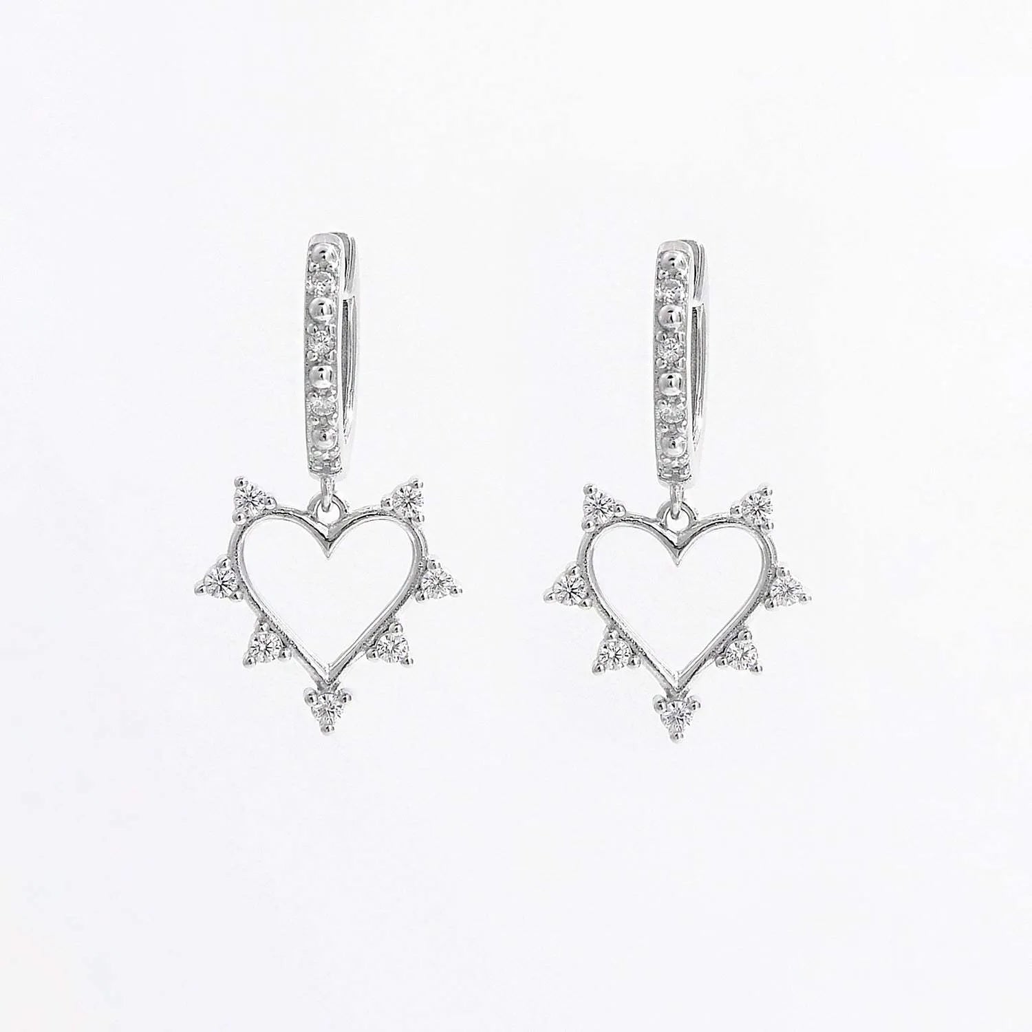 925 Sterling Silver Inlaid Zircon Heart Dangle Earrings Earrings - Tophatter Daily Deals