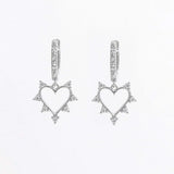 925 Sterling Silver Inlaid Zircon Heart Dangle Earrings Earrings - Tophatter Daily Deals