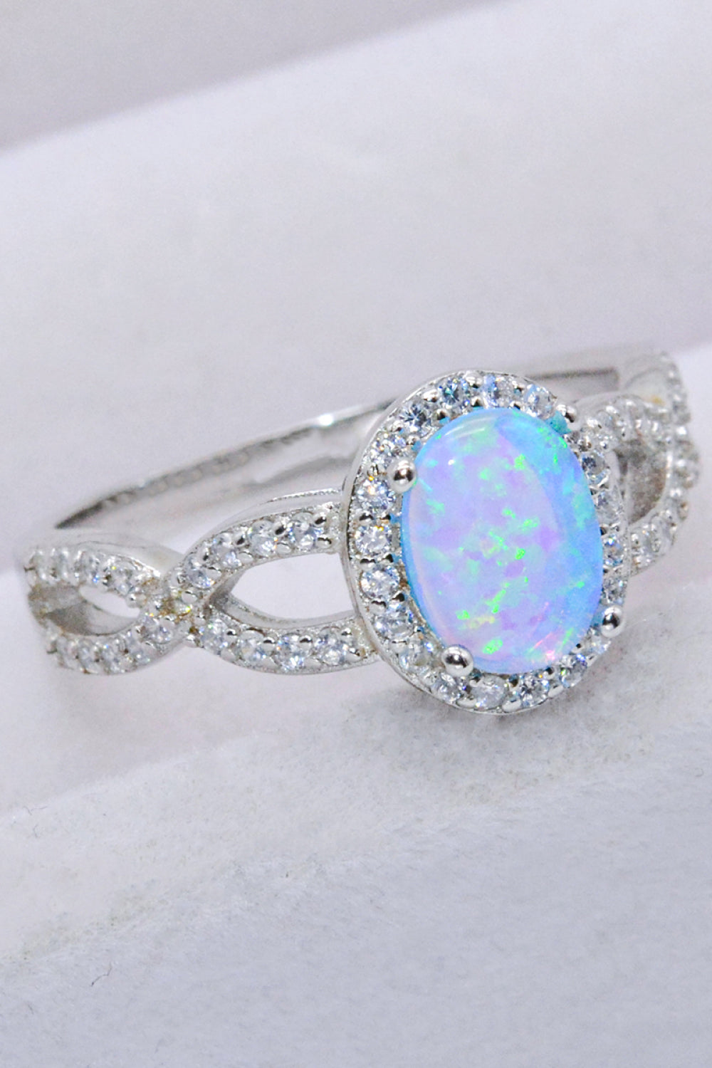 925 Sterling Silver Opal Halo Ring - Tophatter Deals