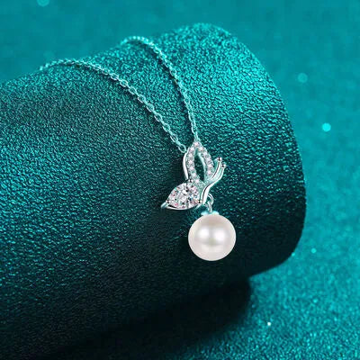 Natural Pearl Pendant Moissanite 925 Sterling Silver Necklace Moissanite - Tophatter Daily Deals