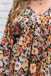 Plus Size Floral V-Neck Balloon Sleeve Blouse Blouses - Tophatter Daily Deals