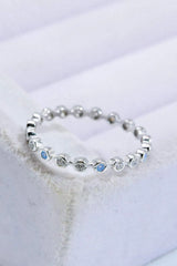 925 Sterling Silver Zircon and Natural Moonstone Ring Moonstone - Tophatter Daily Deals