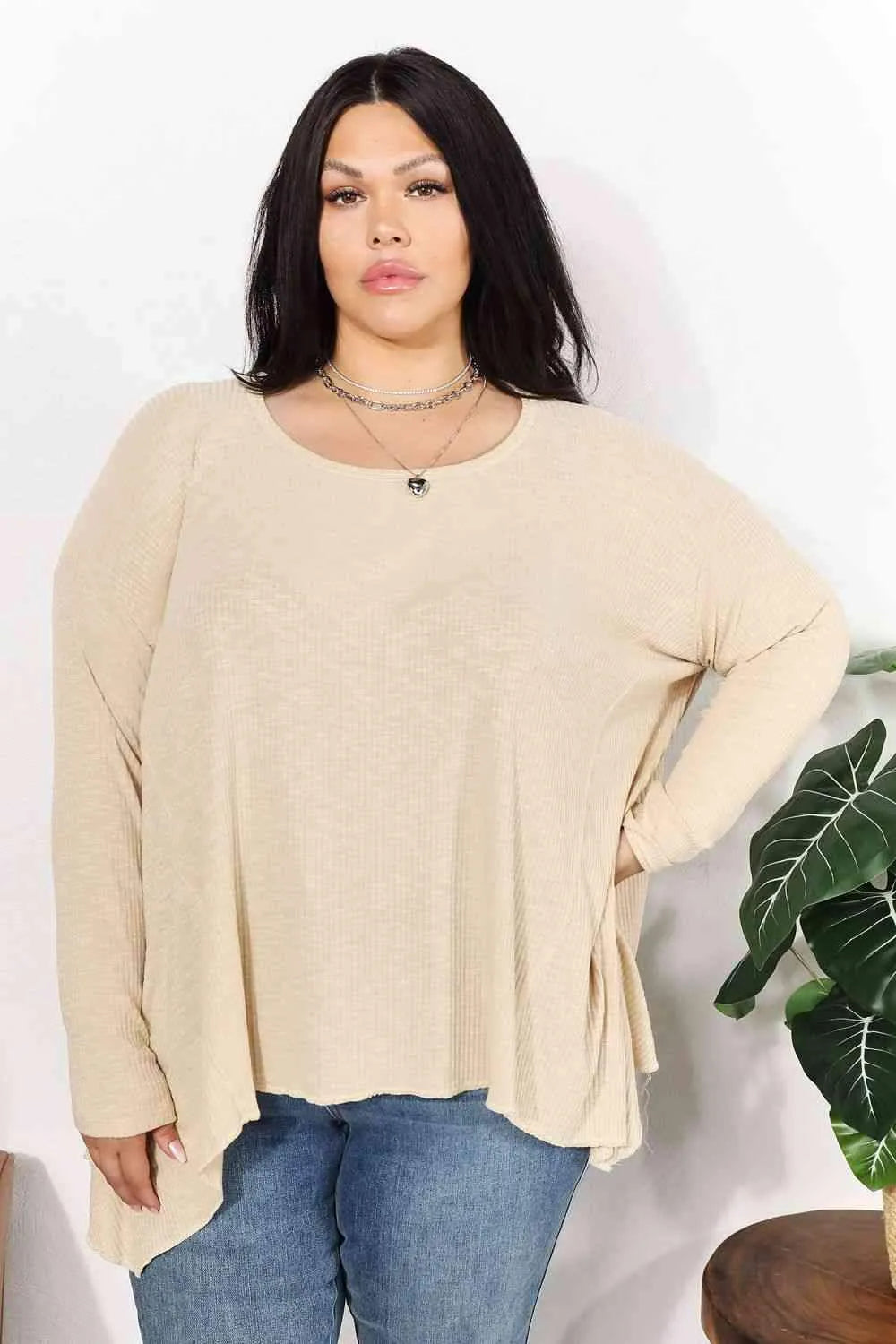 HEYSON Full Size Oversized Super Soft Ribbed Top Blouses - Tophatter Daily Deals