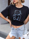 Graphic Round Neck Cropped T-Shirt Women's T-Shirts - Tophatter Daily Deals