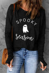 SPOOKY SEASON Graphic Long Sleeve T-Shirt Women's T-Shirts - Tophatter Daily Deals