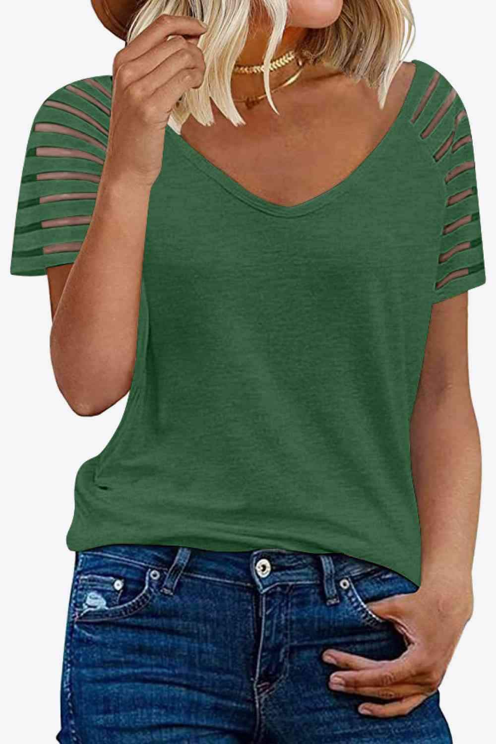 V-Neck Raglan Sleeve Tee Forest Women's T-Shirts - Tophatter Daily Deals