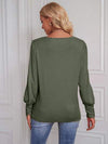 Round Neck Lantern Sleeve Blouse Blouses - Tophatter Daily Deals