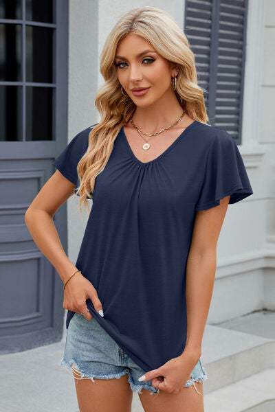 V-Neck Short Sleeve T-Shirt Women's T-Shirts - Tophatter Daily Deals