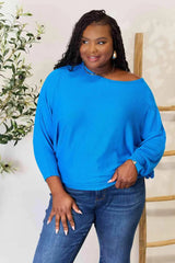Zenana Full Size Round Neck Batwing Sleeve Blouse Blouses - Tophatter Daily Deals