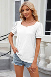 Eyelet Short Sleeve T-Shirt Women's T-Shirts - Tophatter Daily Deals