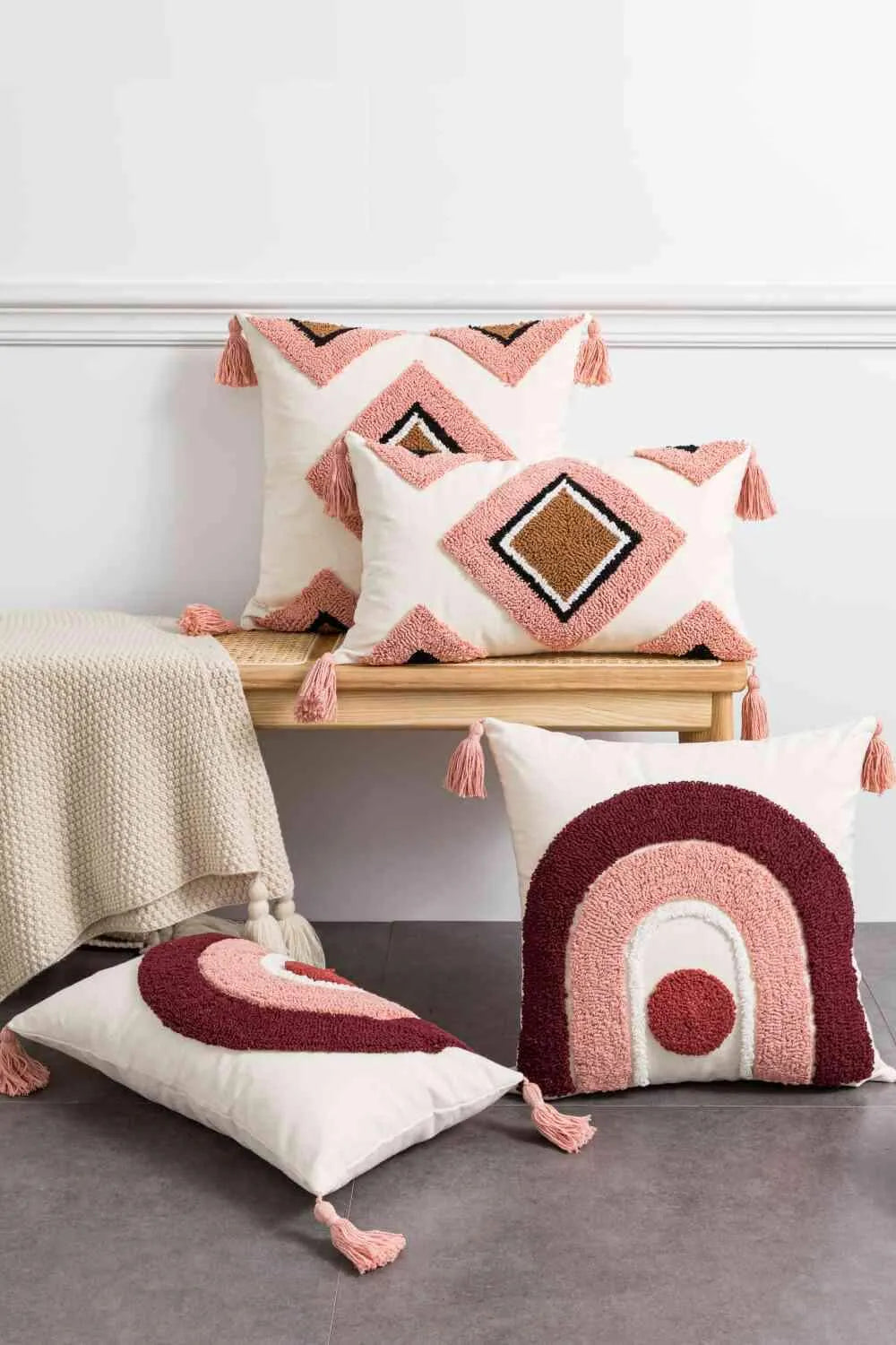 Geometric Graphic Tassel Decorative Throw Pillow Case Decorative Pillowcases - Tophatter Daily Deals