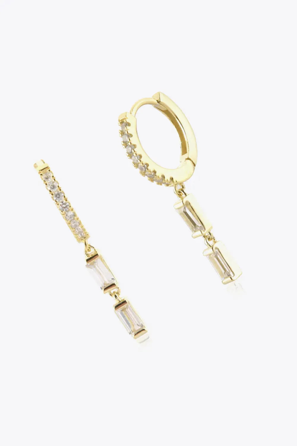 Zircon 925 Sterling Silver Drop Huggie Earrings Earrings - Tophatter Daily Deals