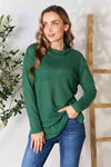 Culture Code Full Size Dropped Shoulder Long Sleeve Slit Blouse Hunter Green Blouses - Tophatter Daily Deals